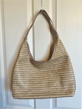 Woven Straw Tote Handbag